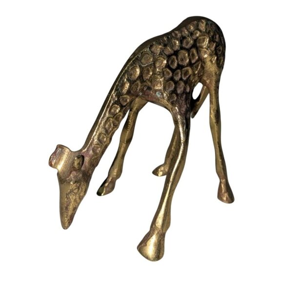 Vintage Brass Giraffe Figurine Baby Animal Statue 4.25" Tall Handcrafted Decorat - Picture 13 of 14